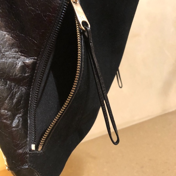 Halston Heritage Black Hobo Shoulder Handbag BLACK Leather & BLACK Suede - Picture 8 of 14